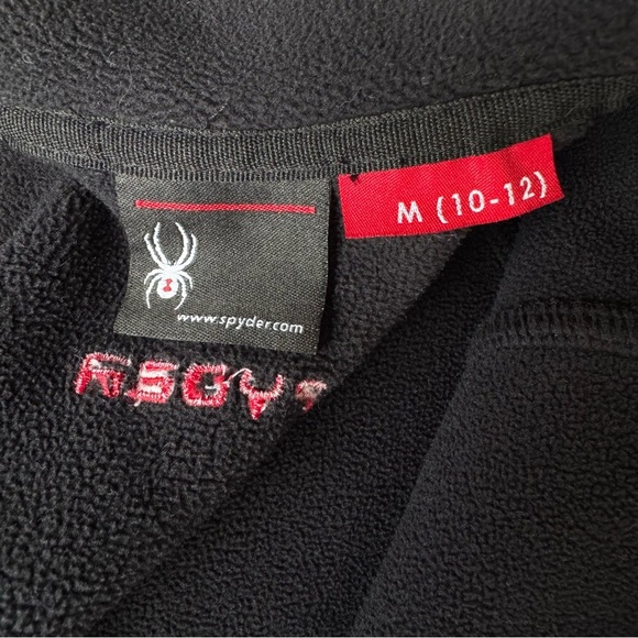 New Spyder Boys Constant Full Zip Stryke Fleece Jacket Black Red Logo M 10-12 - Picture 4 of 6